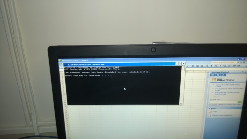 "The command prompt has been disabled by your administrator."