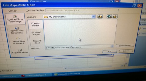 Empty My Documents folder, with path to CMD.exe manually entered.